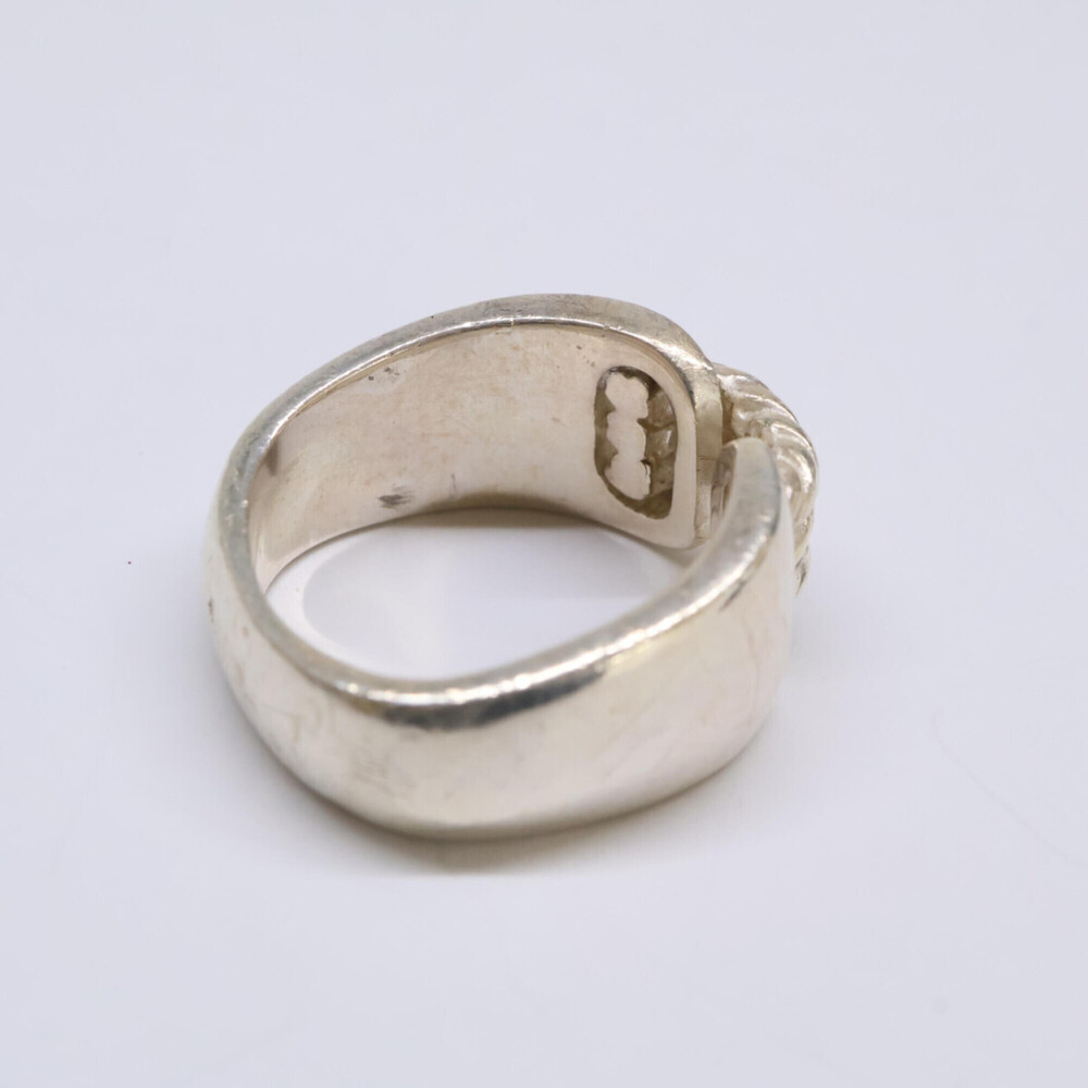 HERMES Hermes Chlorois Ring, Sterling Silver 925 Size 53, Silver, Men's - Picture 7 of 8